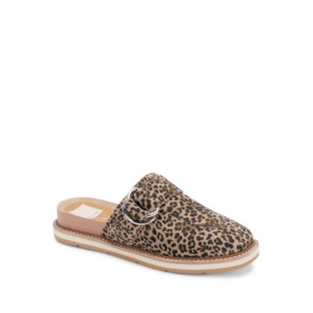 DOLCE VITA Womens Beige Leopard Crochet Verna Wedge Slip On Leather Mules 6.5 M - Picture 1 of 3